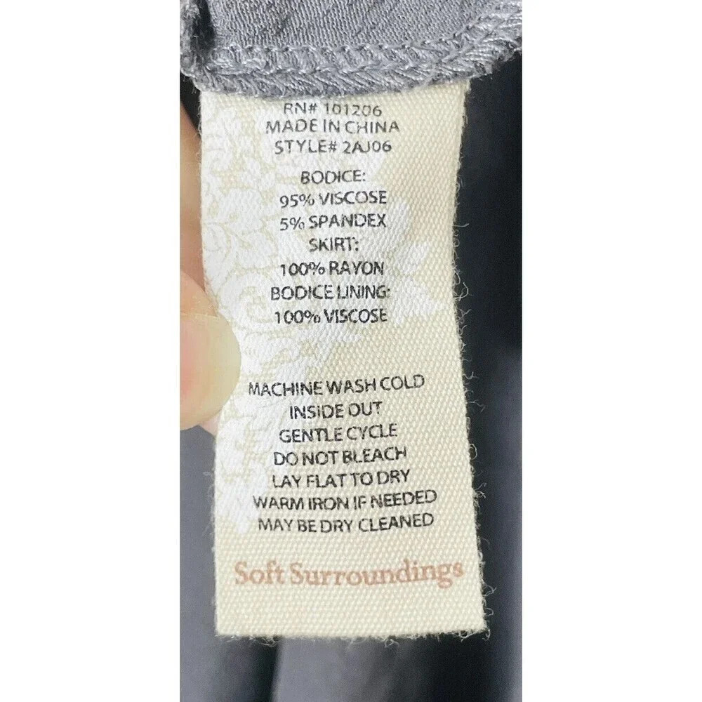 Soft Surroundings Midi Dress Sz XS Gray Colorblock Flowy Sleeveless Sheer Casual - Picture 5 of 6